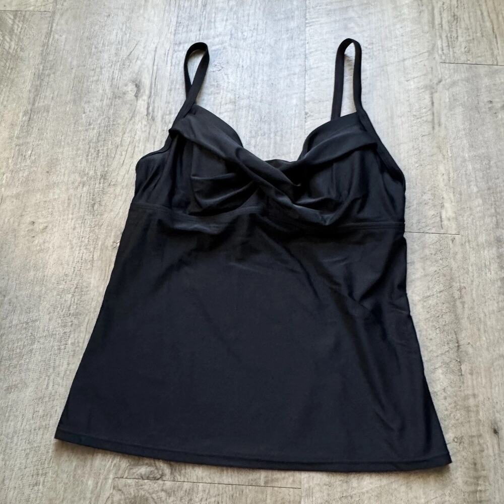 Athleta Size 38B 38C Black Twist Up Tankini Swimsuit Top 38 B C